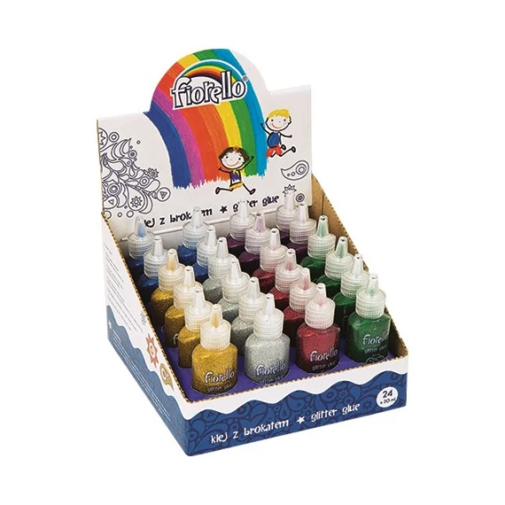 Ragasztó folyékony display FIORELLO GR-BK20D24 glitteres 20ml 24 darabos vegyes színek
