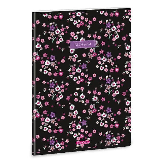 Füzet sima ARS UNA A/4 40 lapos Extra kapcsos Pearl Blossom Black
