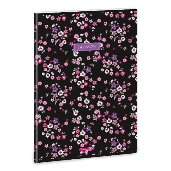 Füzet vonalas ARS UNA A/4 40 lapos Extra kapcsos Pearl Blossom Black