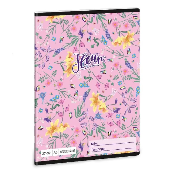 Füzet ARS UNA A/5 32 lapos kockás 27-32 Fleur