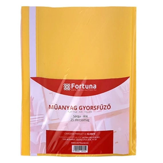 Gyorsfűző FORTUNA műanyag sárga 25 darabos
