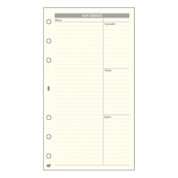 Gyűrűs kalendárium betét SATURNUS L368 bianco napi tervező sárga lapos