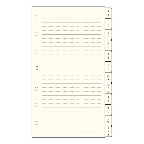 Gyűrűs kalendárium betét SATURNUS M315 telefonregiszter sárga lapos