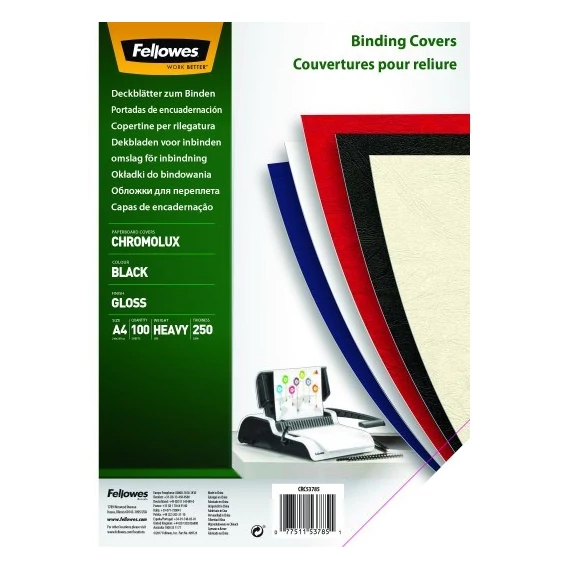 Hátlap FELLOWES Chromolux A/4 250 g fényes fekete 100/csom
