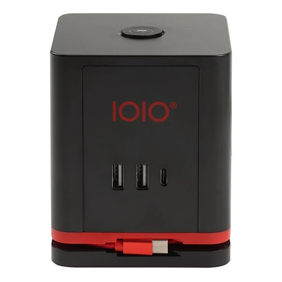 Kábel hosszabbító IOIO 3 aljzat 1,5m, 2xUSB-A, 1xUSB-C fekete