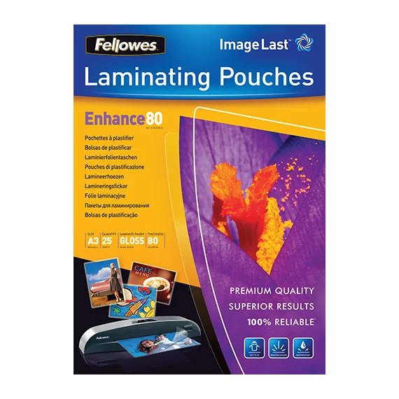 Lamináló fólia FELLOWES A/3 80 mikron fényes 25/csom