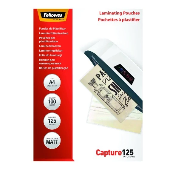 Lamináló fólia FELLOWES A/4 125 mikron matt 100/csom