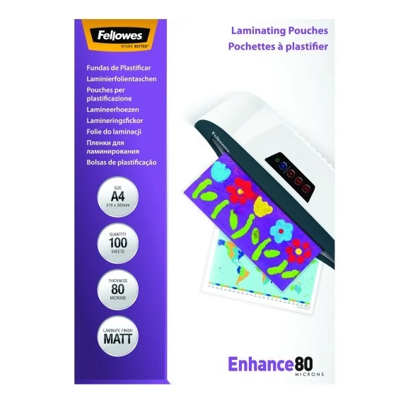 Lamináló fólia FELLOWES A/4 80 mikron matt 100/csom