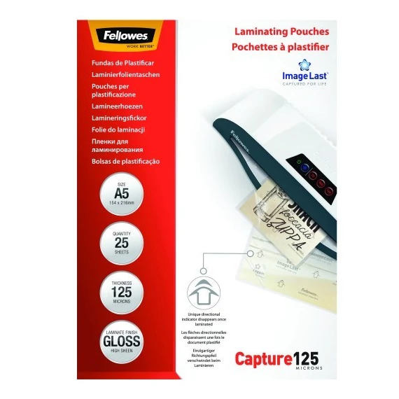 Lamináló fólia FELLOWES A/5 125 mikron fényes 25/csom
