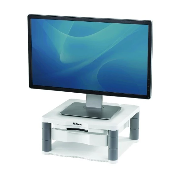 Monitorállvány FELLOWES Premium Plus fiókkal platinaszürke