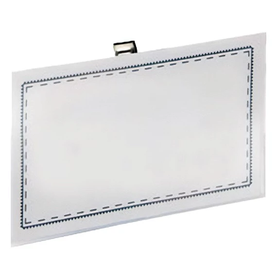 Névjegykitűző tűs csiptetős YANDA 54x90mm kemény 50 darabos