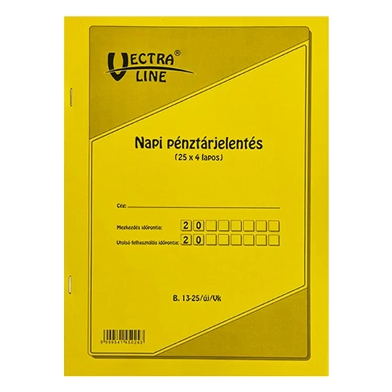 Nyomtatvány napi pénztárjelentés VECTRALINE A/4 álló 25x4 példányos