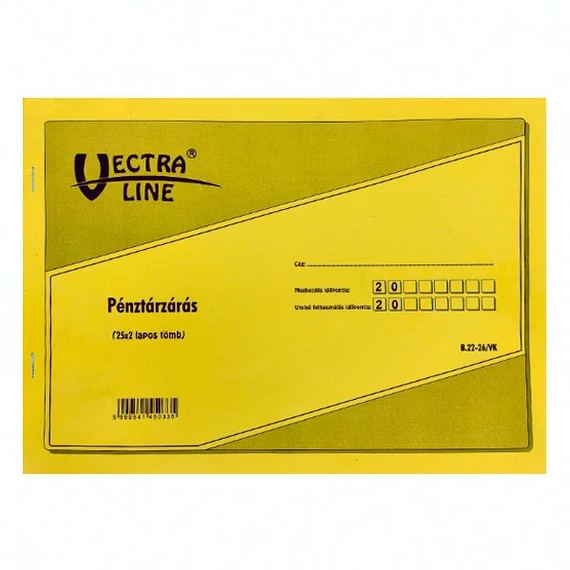 Nyomtatvány pénztárzárás VECTRALINE A/4 fekvő 25x2 lapos