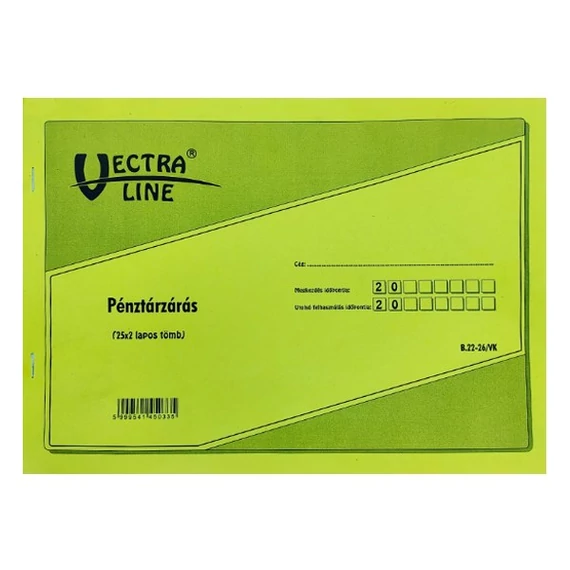 Nyomtatvány pénztárzárás VECTRALINE A/4 25x2 lapos fekvő