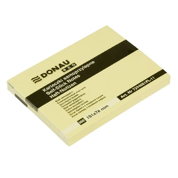 Öntapadós jegyzettömb DONAU ECO 101x76 mm 100 lap sárga