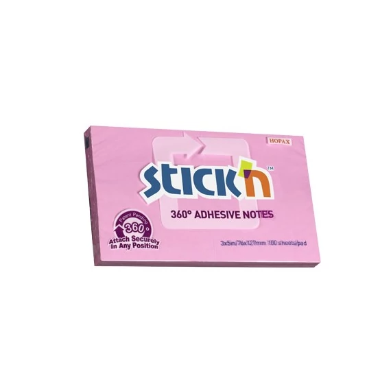 Öntapadós jegyzettömb STICK`N 76x127mm 360°-ban tapadó lila 100 lap