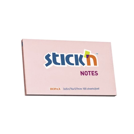 Öntapadós jegyzettömb STICK`N 76x127mm pasztell pink 100 lap