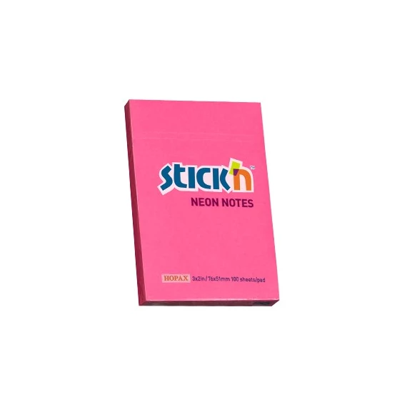 Öntapadós jegyzettömb STICK`N 76x51mm neon pink 100 lap