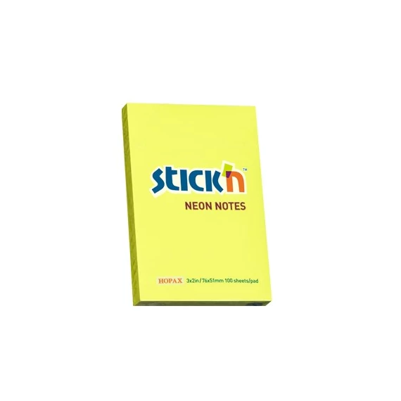 Öntapadós jegyzettömb STICK`N 76x51mm sárga 100 lap