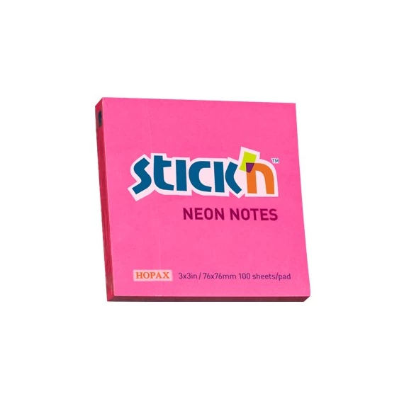 Öntapadós jegyzettömb STICK`N 76x76mm neon pink 100 lap