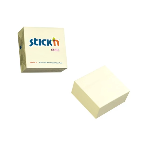 Öntapadós jegyzettömb STICK`N 76x76mm pasztell sárga 400 lap