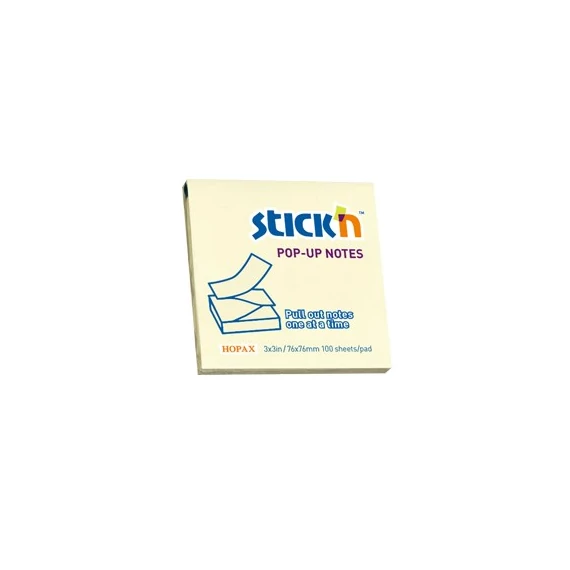 Öntapadós jegyzettömb STICK`N 76x76mm z-hajtott sárga 100 lap