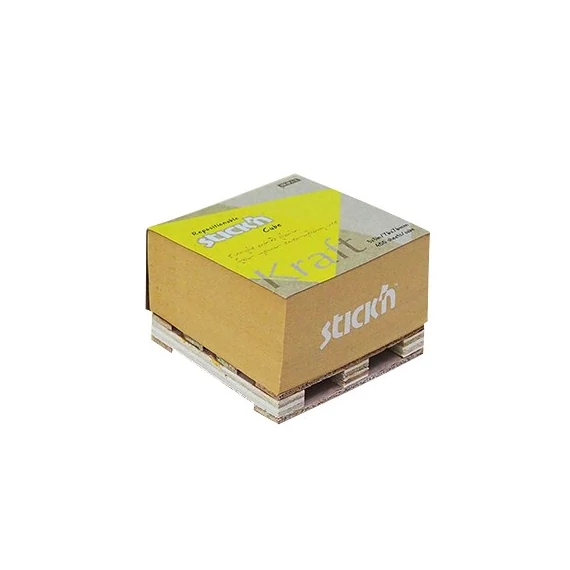 Öntapadós jegyzettömb STICK`N Kraft cube 76x76mm mini raklapos natúr barna 400 lap