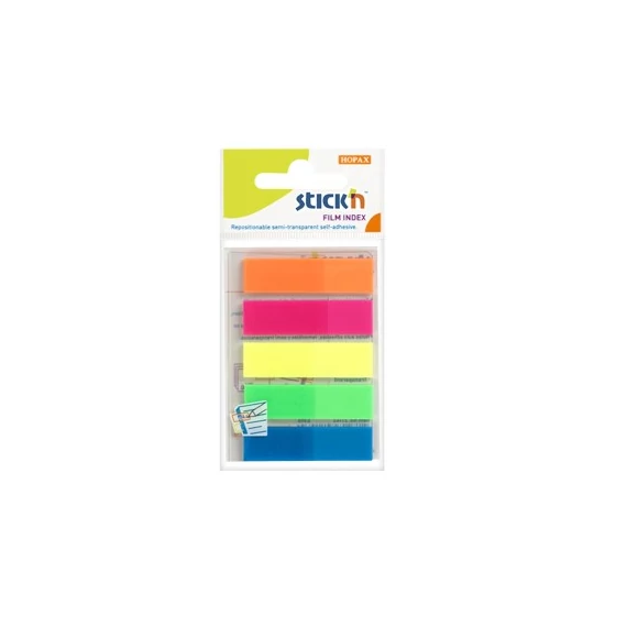 Öntapadó oldaljelölő STICK`N 45x12mm műanyag neon mix 5x25 lap