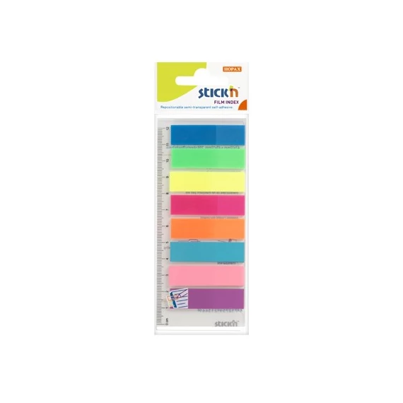 Öntapadó oldaljelölő STICK`N 45x12mm műanyag neon mix 8x25 lap
