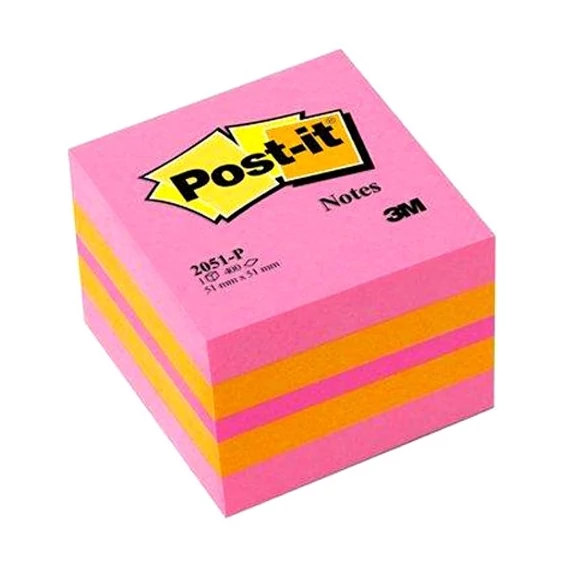 Öntapadós jegyzettömb 3M Post-it LP2051P 51x51mm mini kocka vegyes pink 400 lap