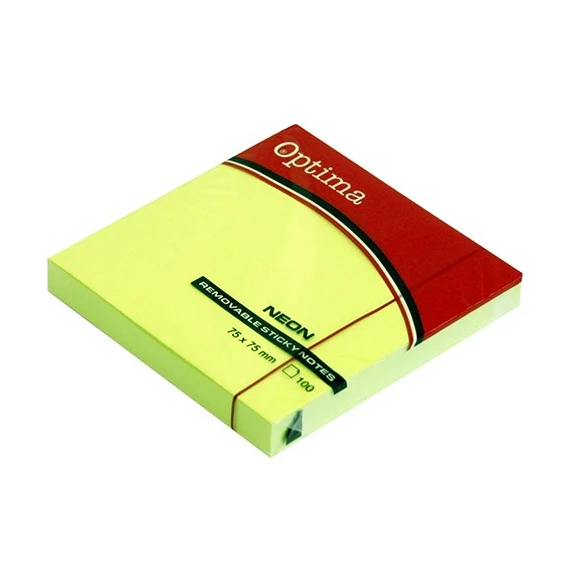 Öntapadós jegyzettömb OPTIMA 75x75mm neon zöld 100 lap