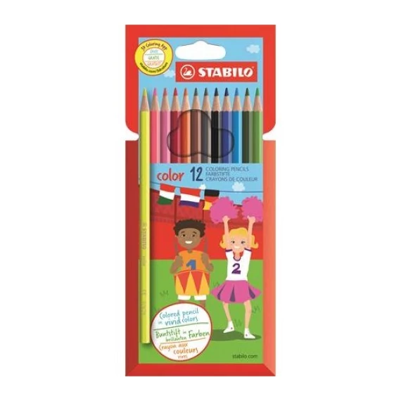 Színes ceruza STABILO Color Swano hatszögletű 12 darabos