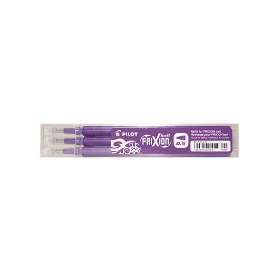 Tollbetét roller PILOT Frixion Clicker/Ball radírozható 0,25 mm lila 3 darabos