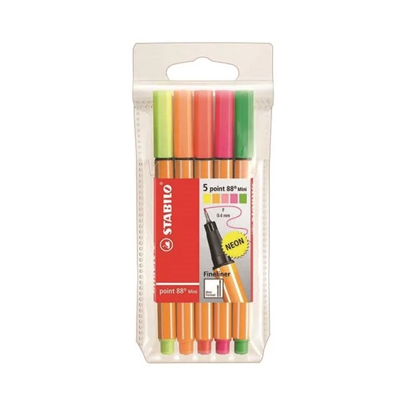 Tűfilc STABILO Point 88 Mini neon 5 darabos