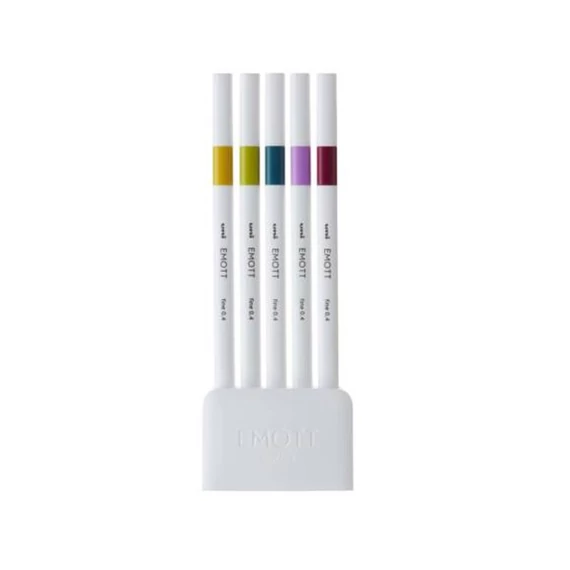 Tűfilc UNI EMOTT 5 darabos 0,4mm (szalmasárga, almazöld, kékeszöld, írisz lila, vörösbor)