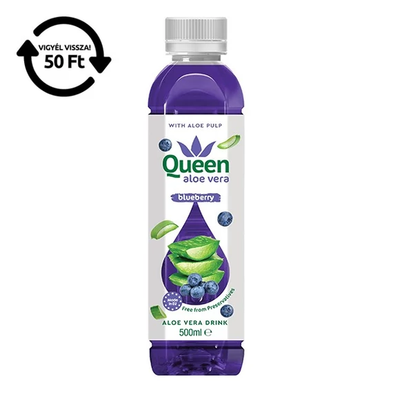 Üdítőital szénsavmentes QUEEN Aloe Vera Áfonya 0,5L DRS