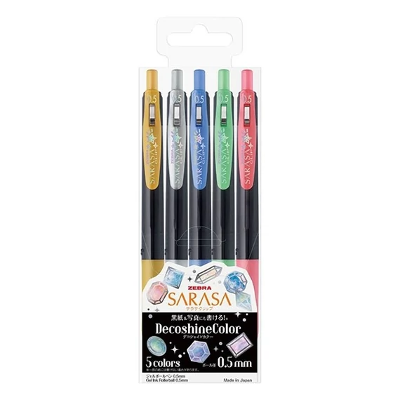 Zseléstoll készlet ZEBRA Sarasa Clip Vintage nyomógombos 0,5 mm 5 darabos dekor színek